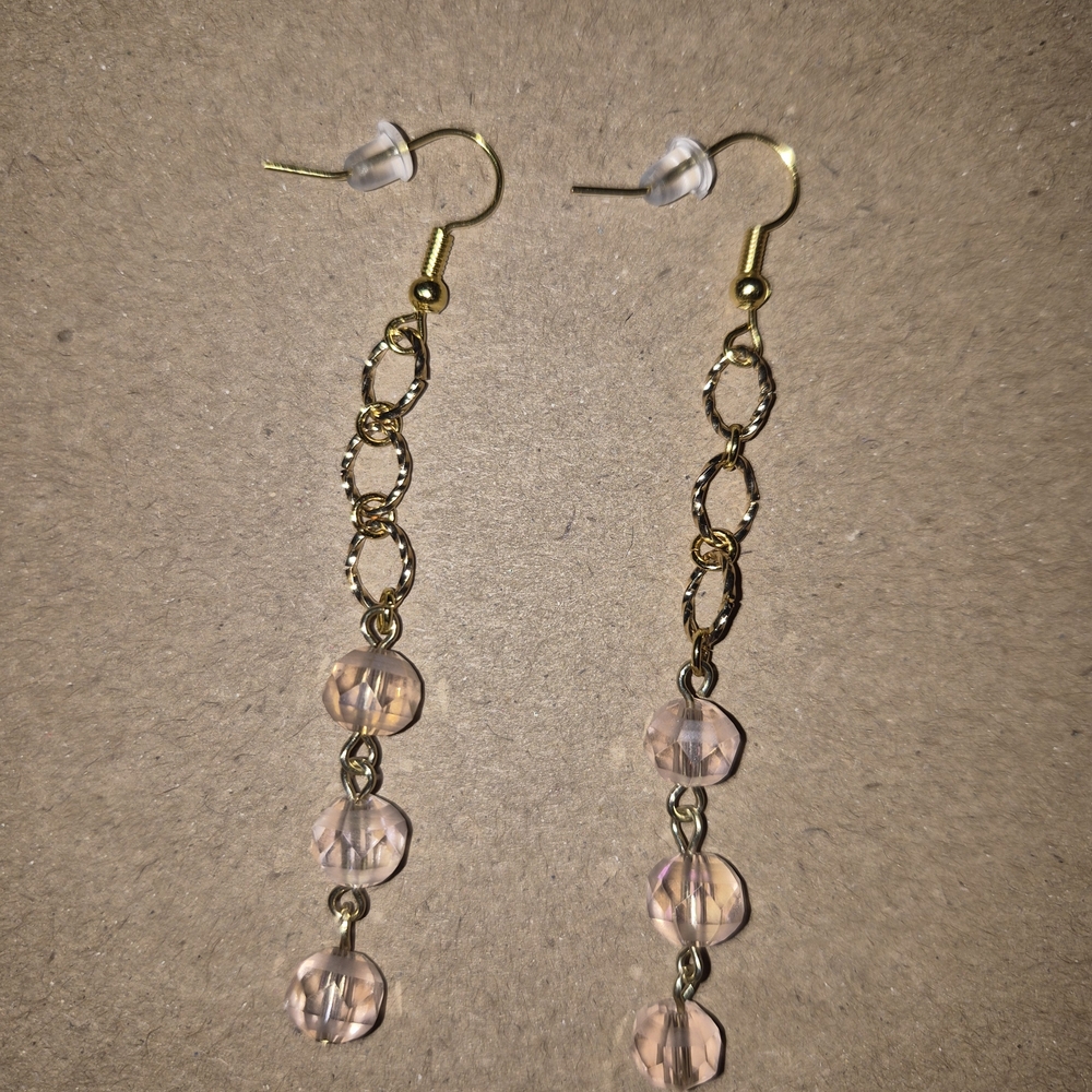 Elegant Gold and Pink Dangle Earrings